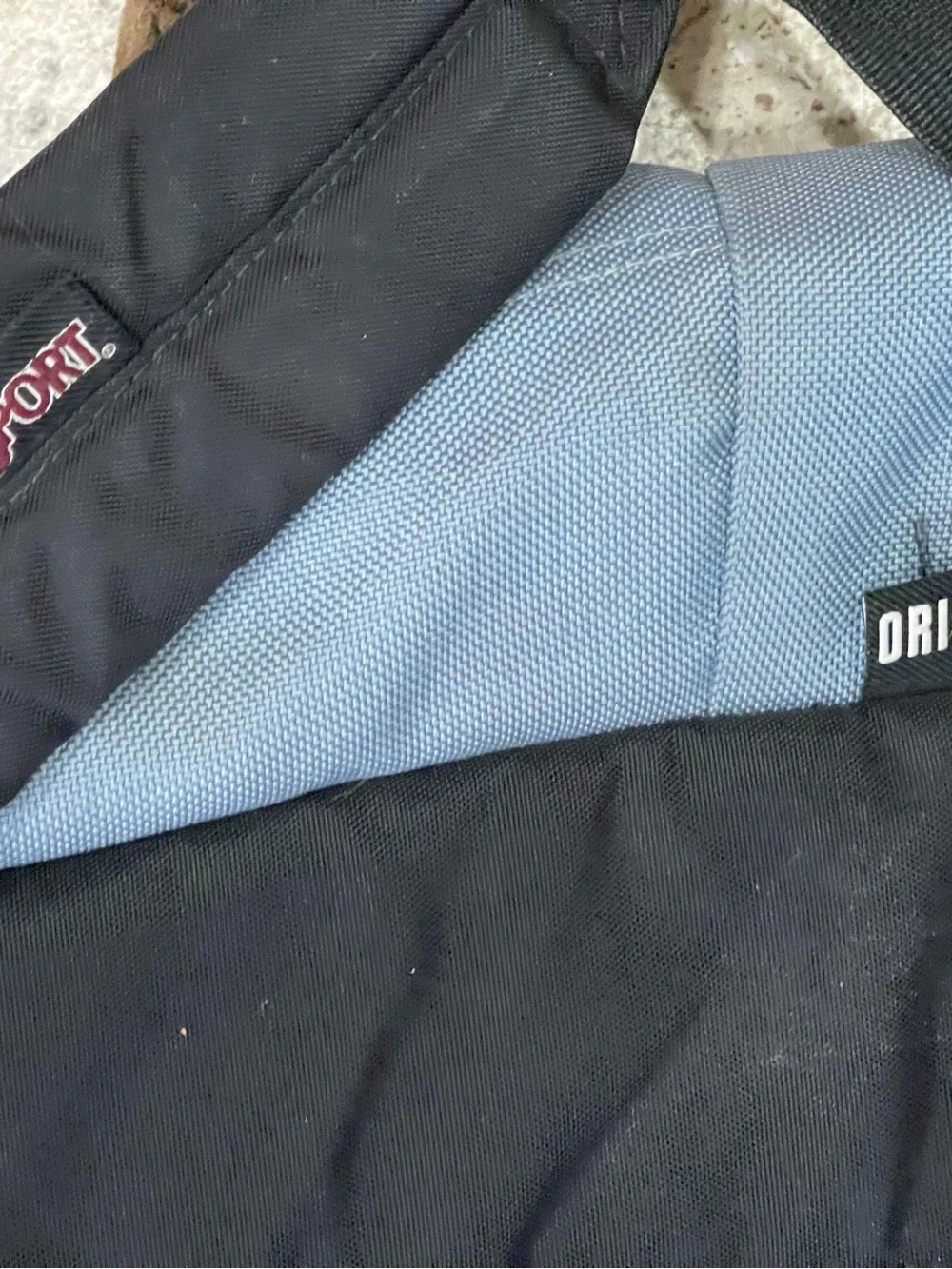 Jansport Gray Backpack with Brown Suede Base